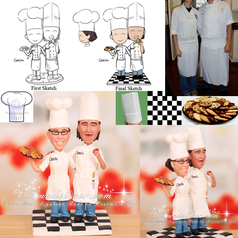 Pastry Chef and Chef Wedding Cake Topper